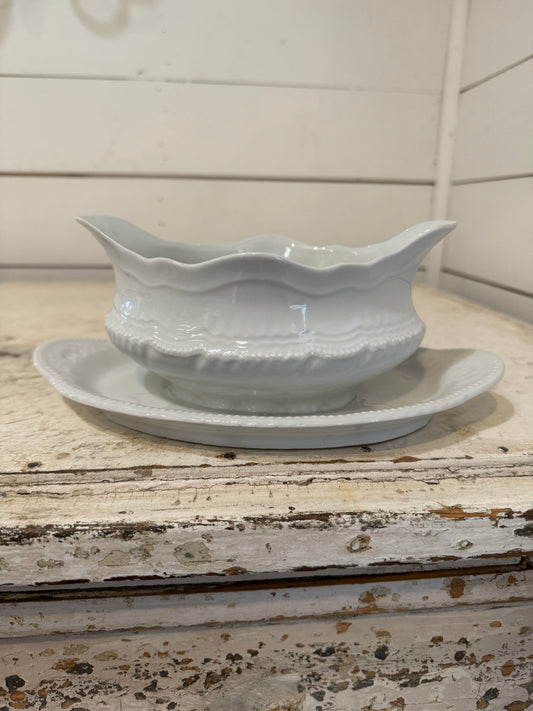 Victoria Austria Gravy Boat with attatched plate