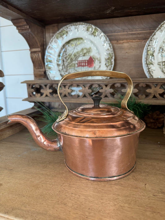 Antique English Copper Kettle with Brass Handle