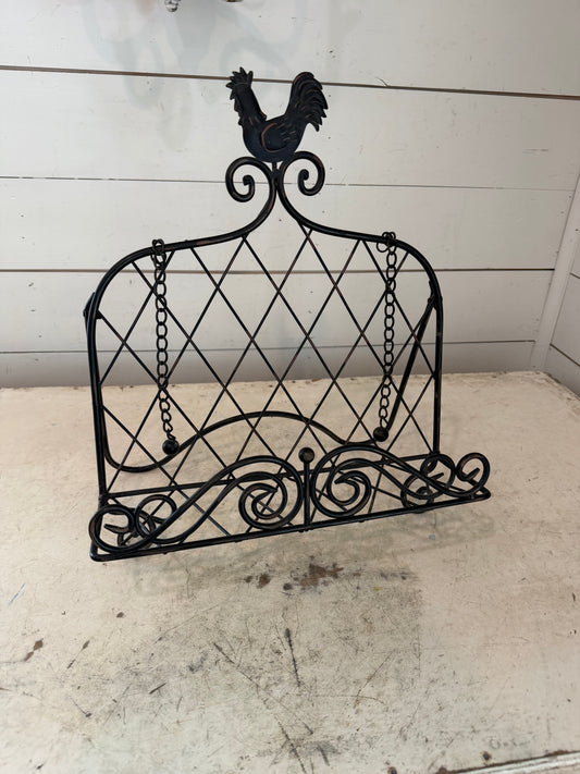 Metal cookbook holder with rooster