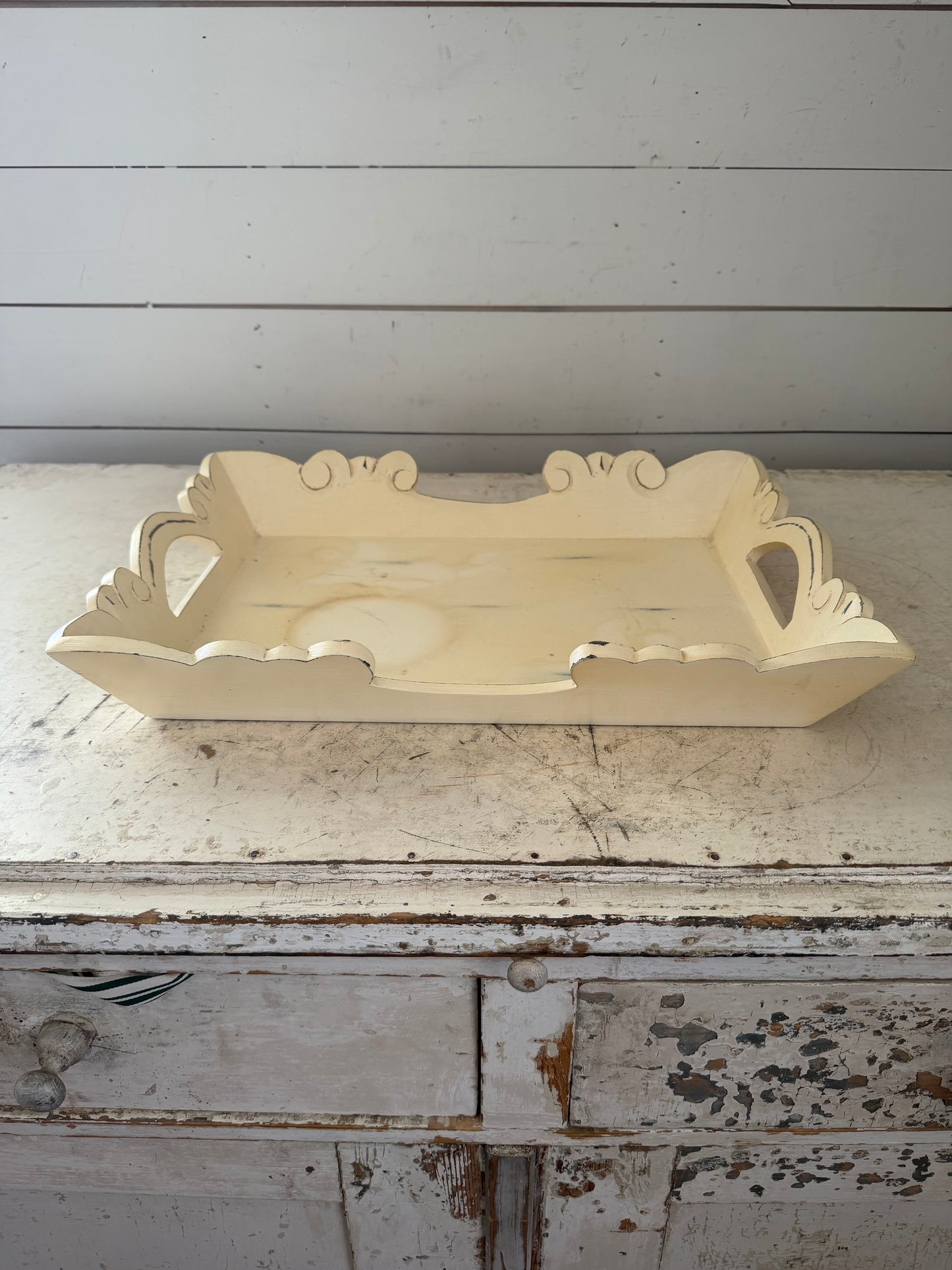 Scrolled Edge Wood Tray Will Get Makeover