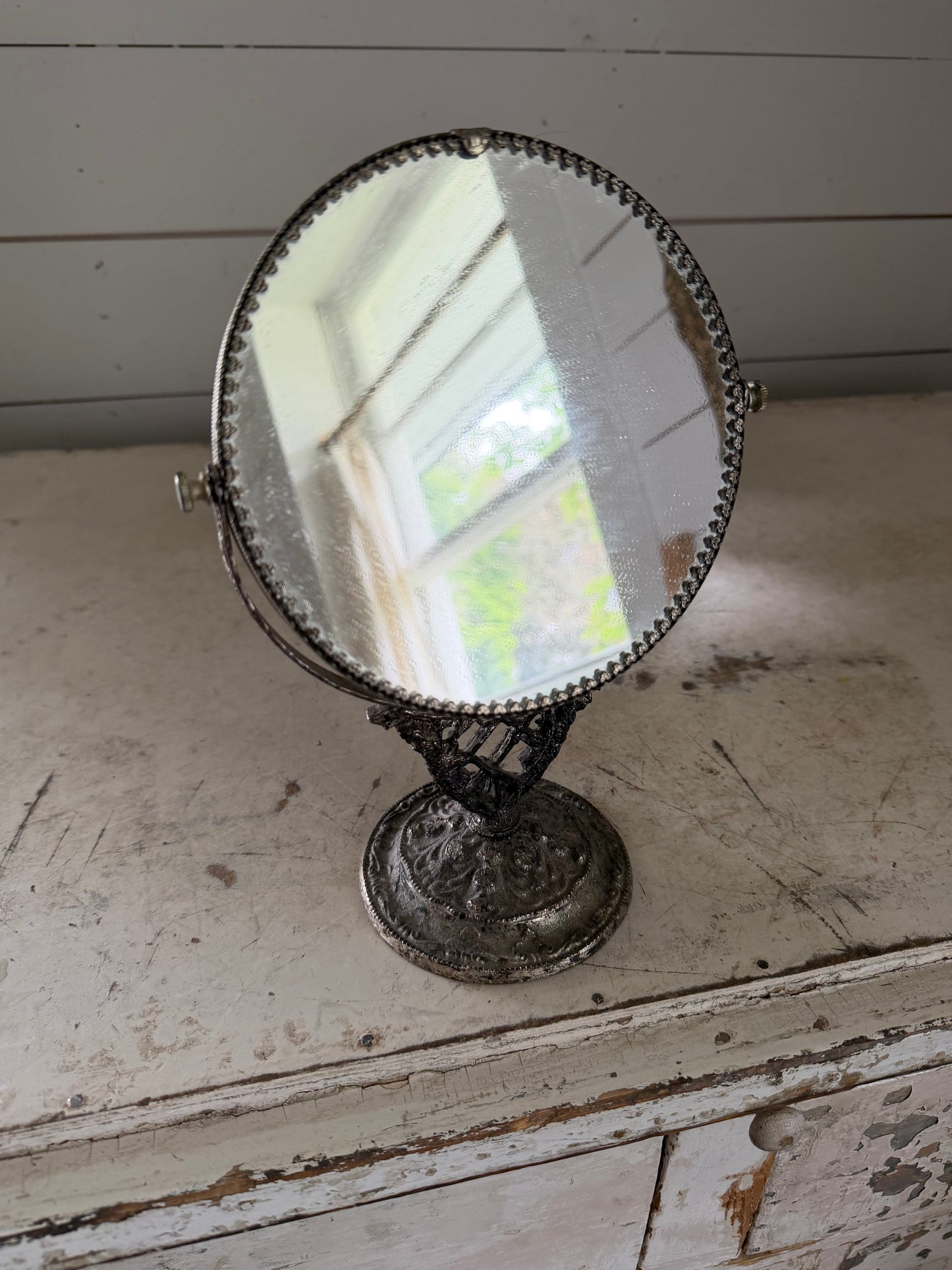 Vintage ornate Silver Plate Vanity Mirror