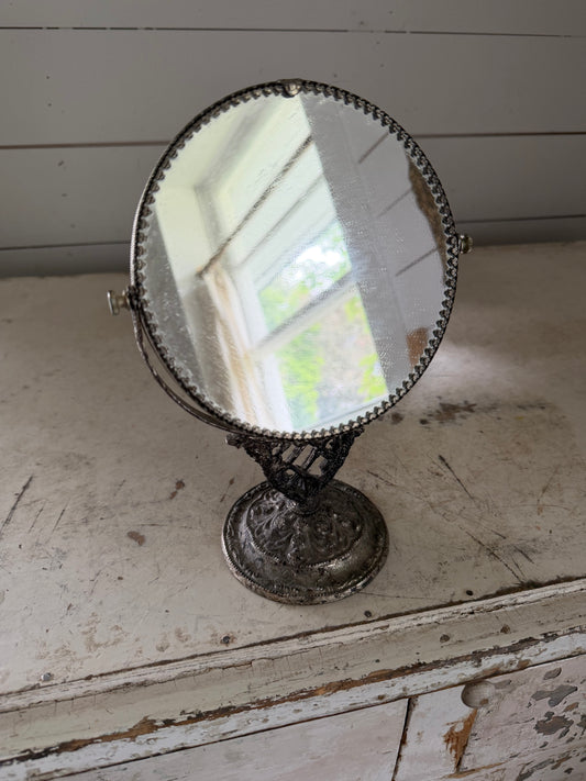 Vintage ornate Silver Plate Vanity Mirror