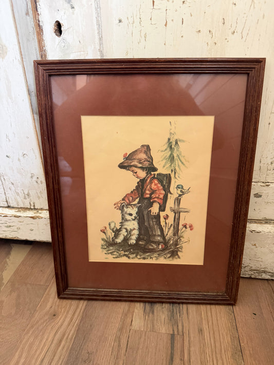 Vintage Hummel Goebel Stapco German Framed Wall Art Print