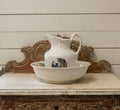 Vintage Porcelain Wash Basin With Victorian Scenes