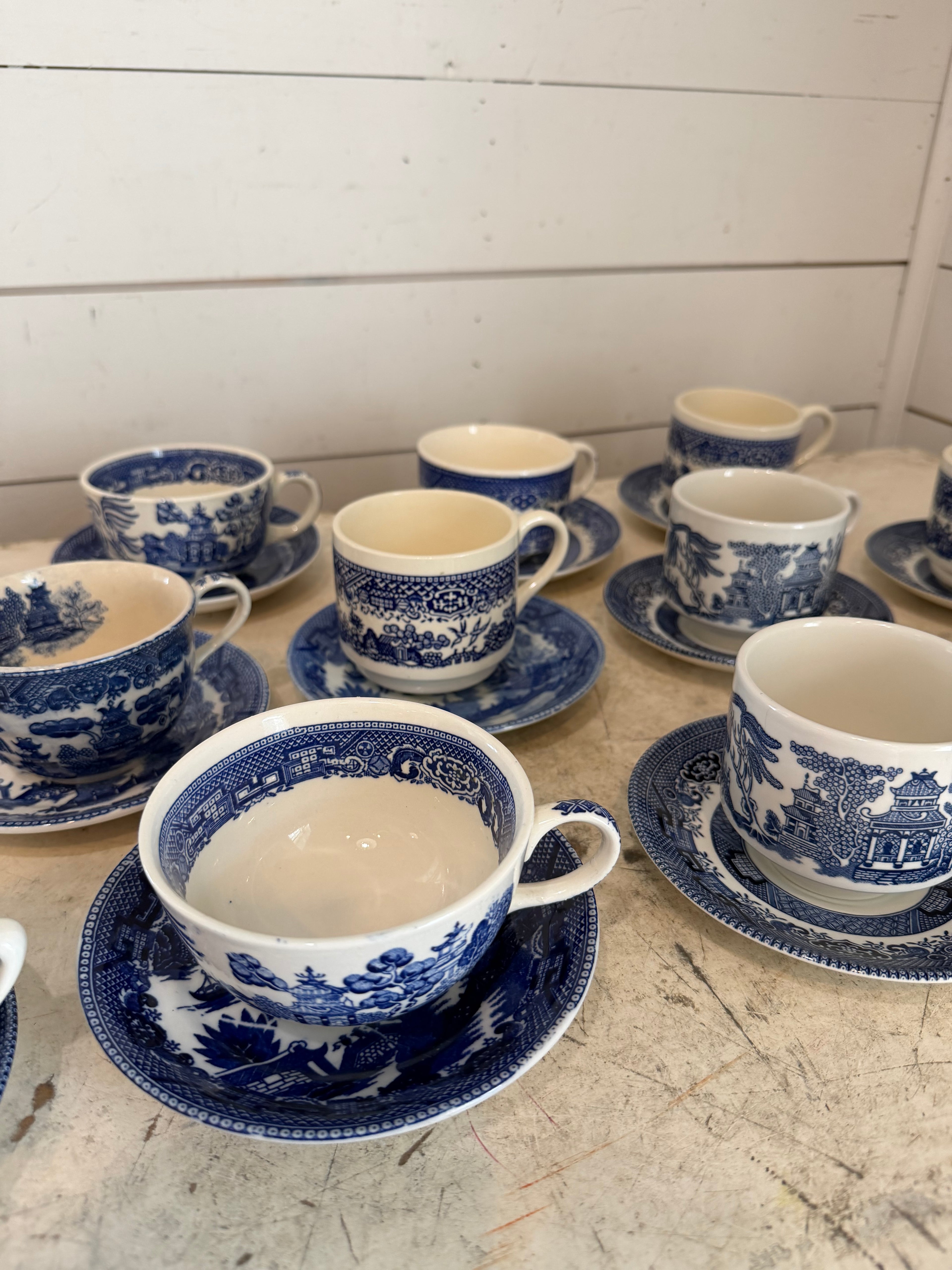 Vintage Blue Willow Cup & Saucer sets Sold Individually Picked at Random