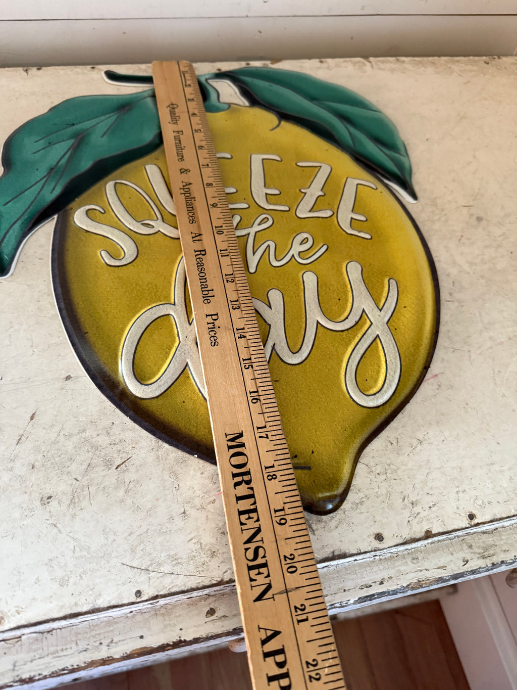 Enamel Squeeze the day lemon sign