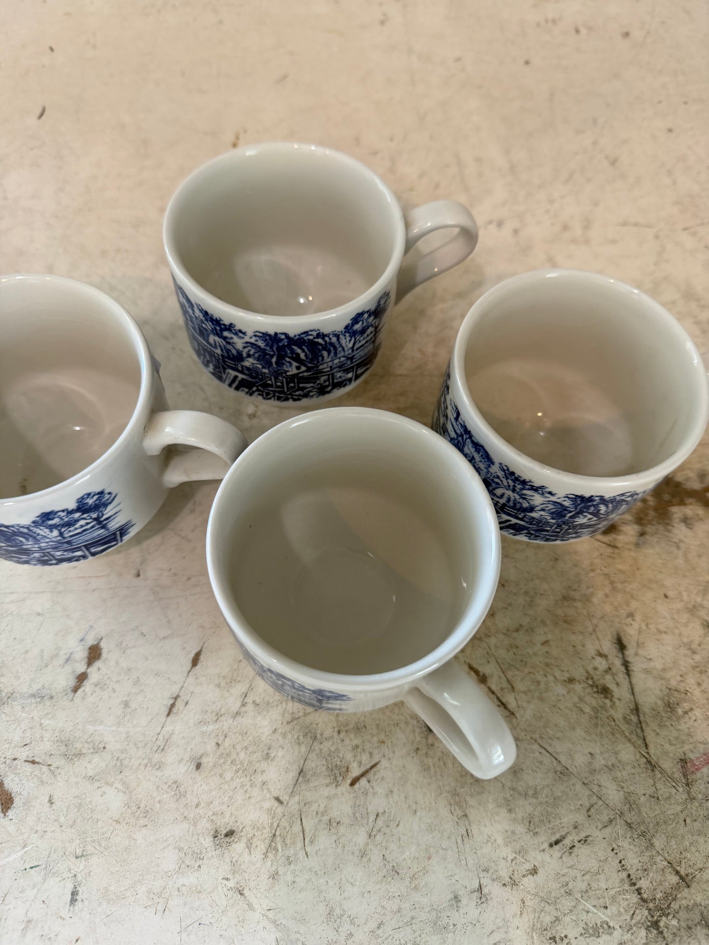 Churchill England Currier and Ives Harvest Blue tea cup - SOLD INDIVIDUALLY