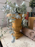 Hand painted Yellow Urn 9”