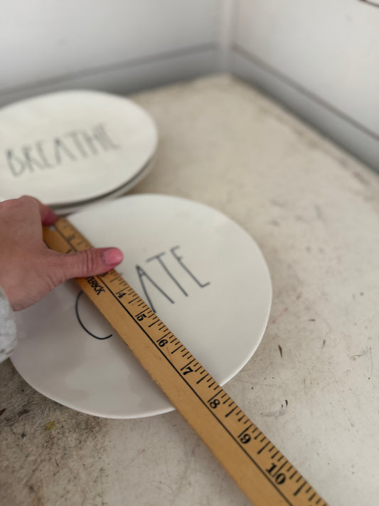 Rae Dunn 8” Melamine Plate - 1 Relax, 2 Dream, 2 Breath, 1 Create -  set of 6