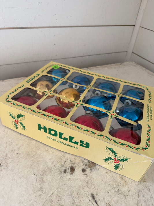 Set of Holly and Shiny Bright Ornaments