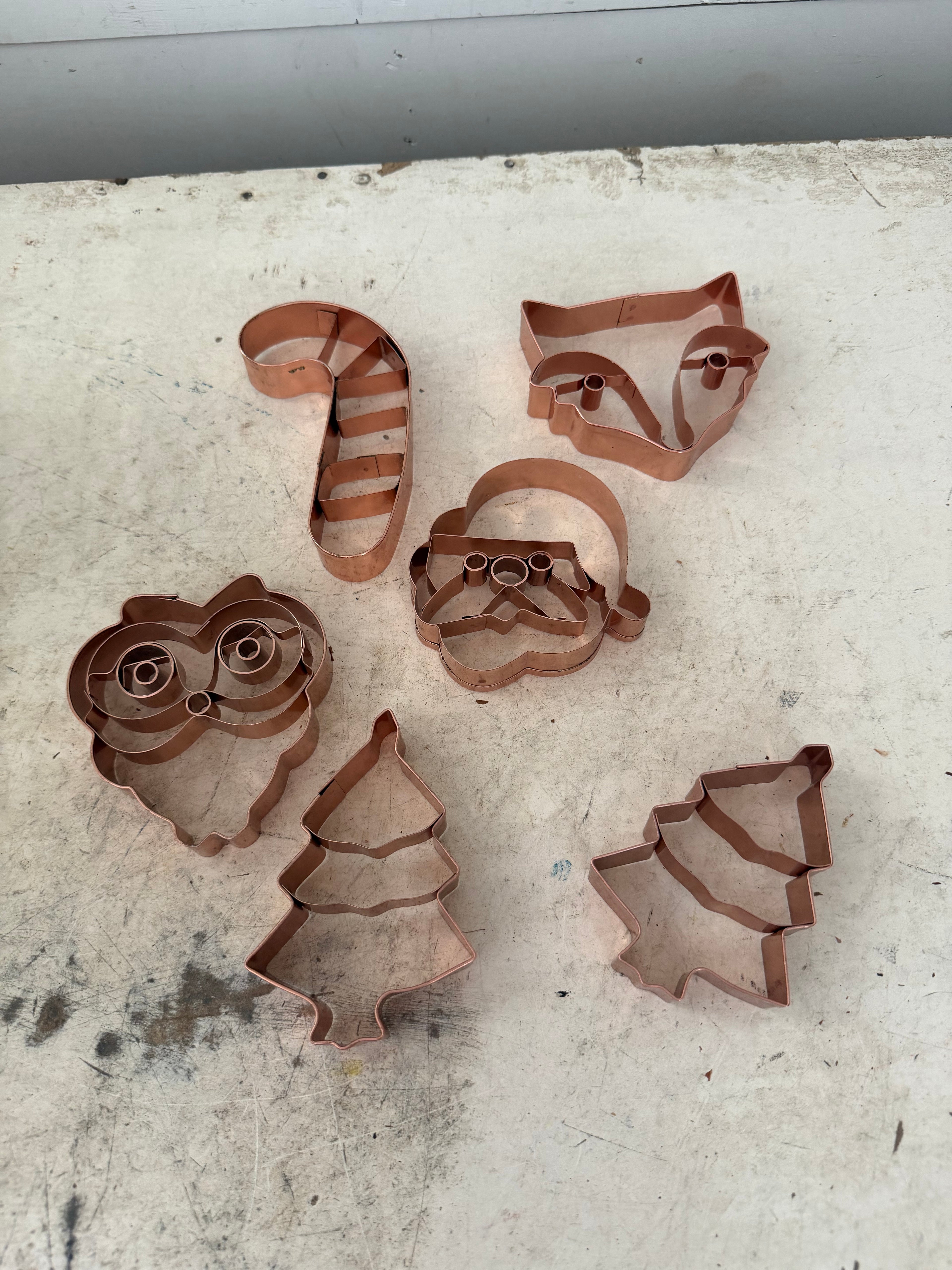 Set of copper Christmas cookie cutters