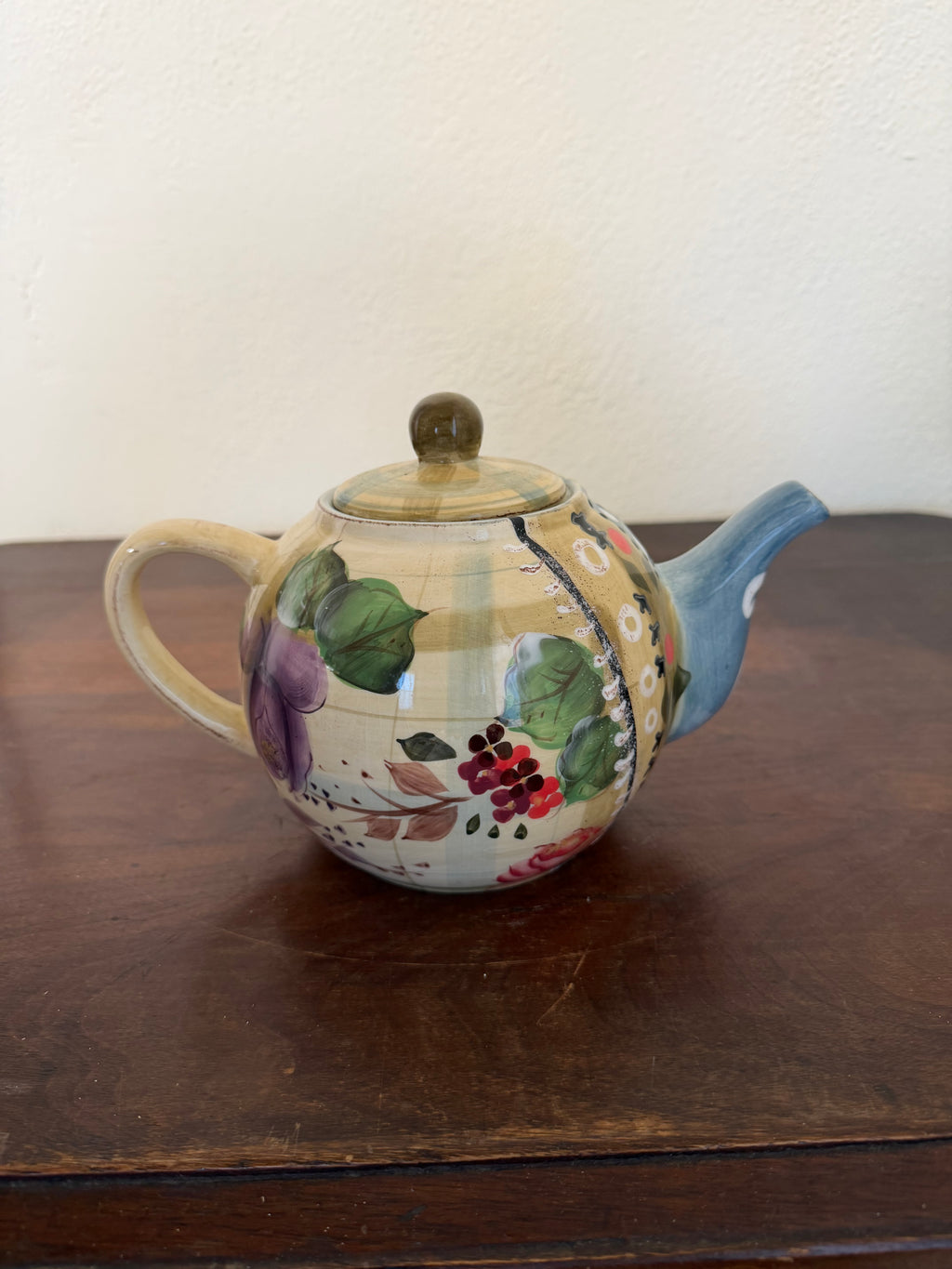 Plaid Porcelain Tea Pot