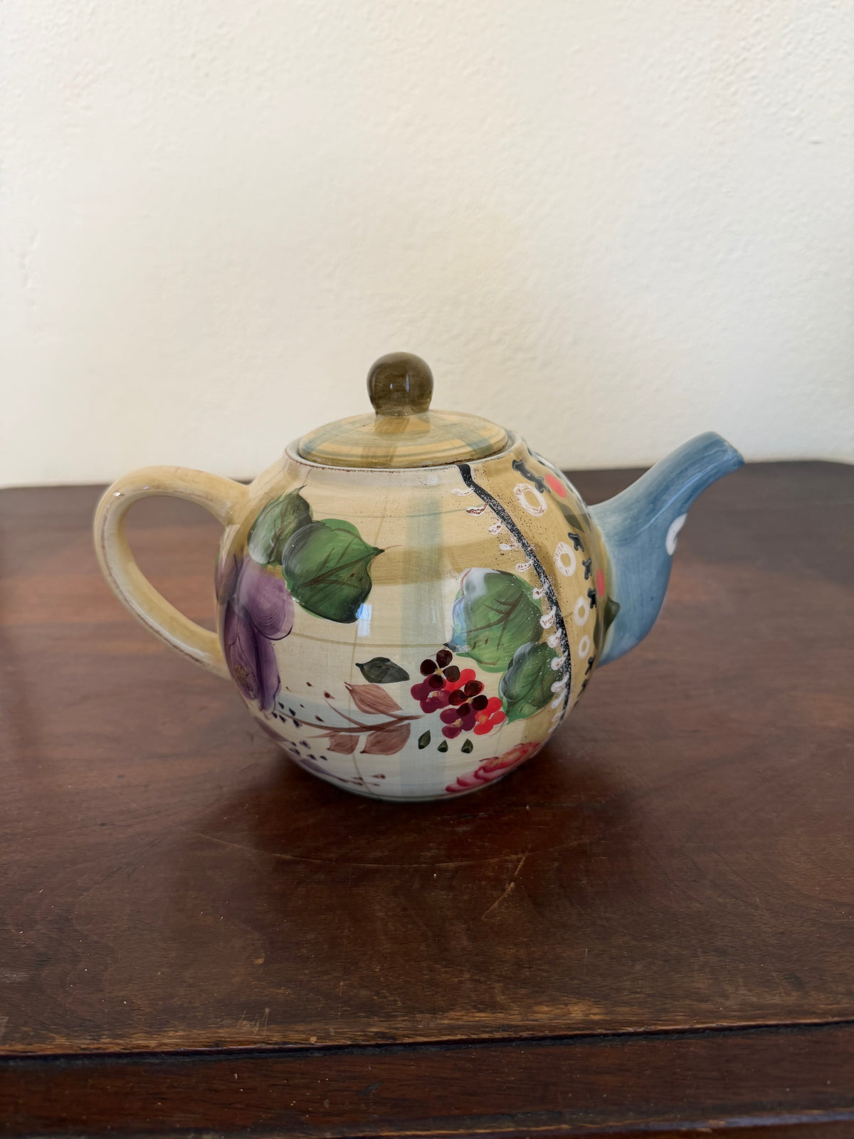 Plaid Porcelain Tea Pot