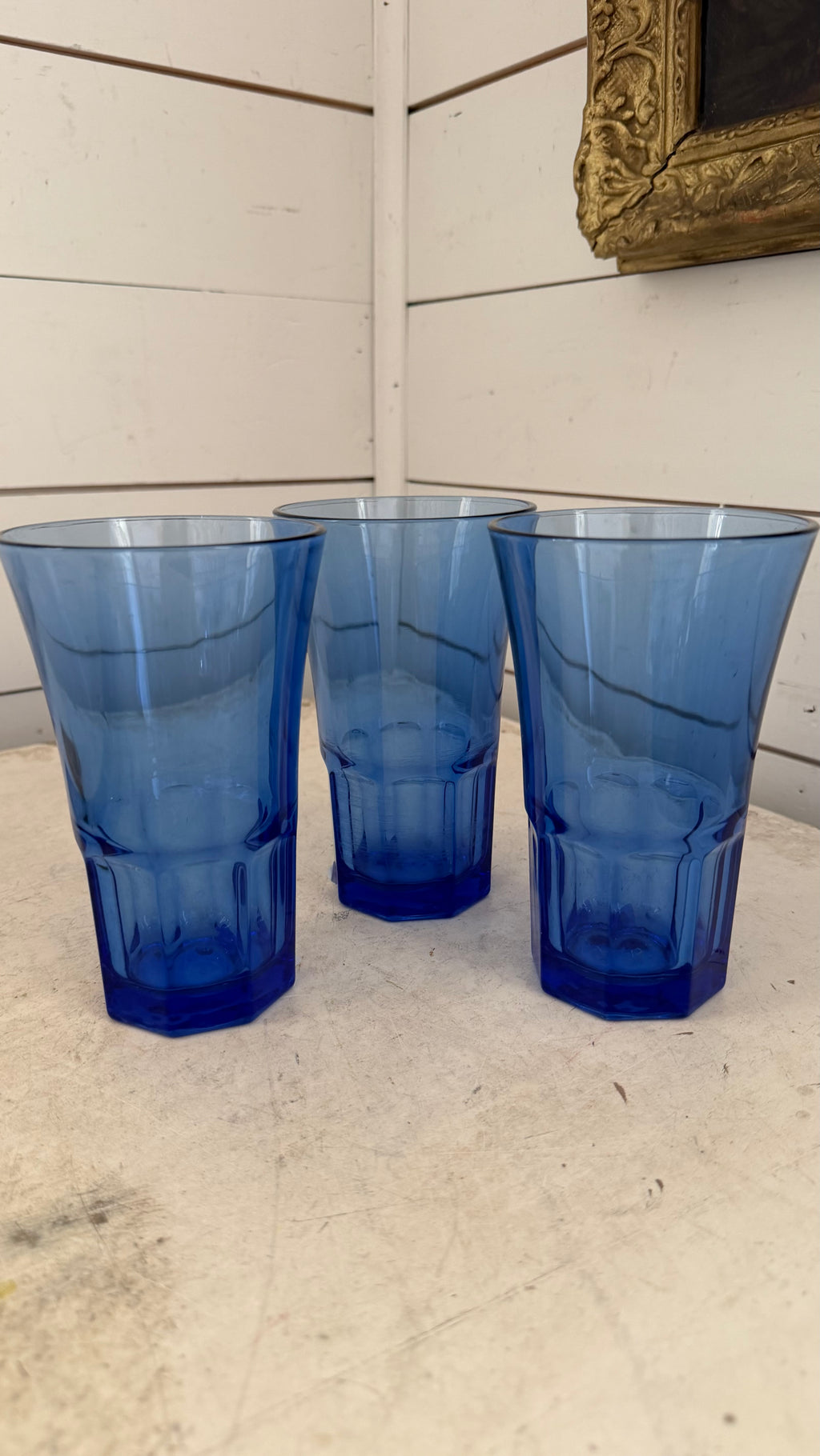 Libbey Gibraltar Cafe cobalt blue glass tumblers