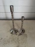 Tarnished Twisted Metal Candlestick Pair