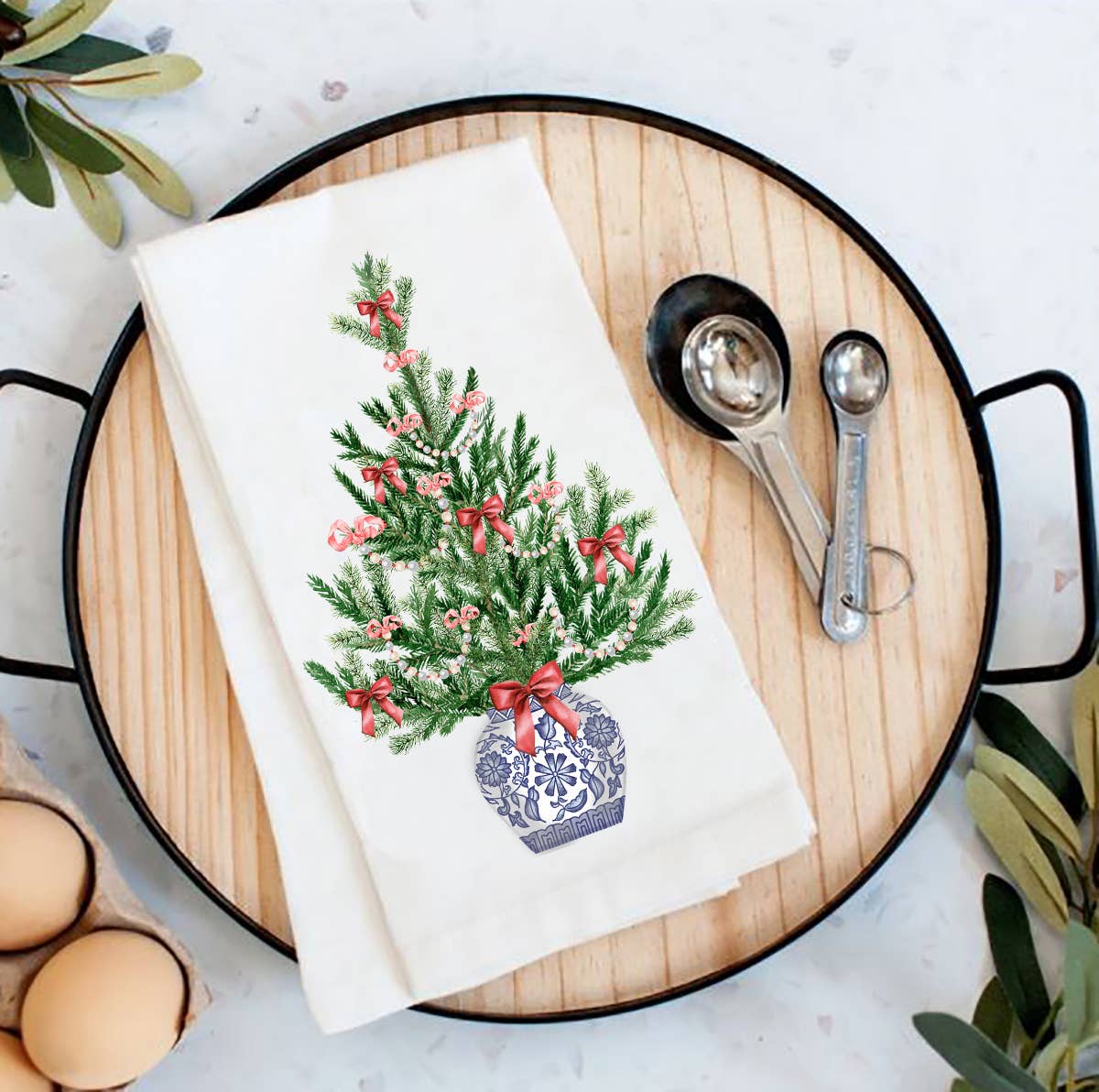 Tea Towel Chinoiserie Christmas Tree