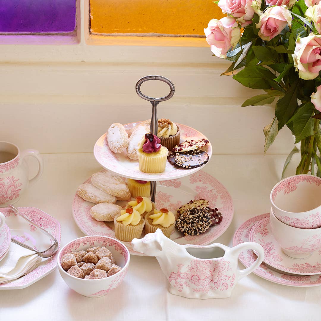 Burleigh Pink Asiatic Pheasants
 2 Tier Cake Stand