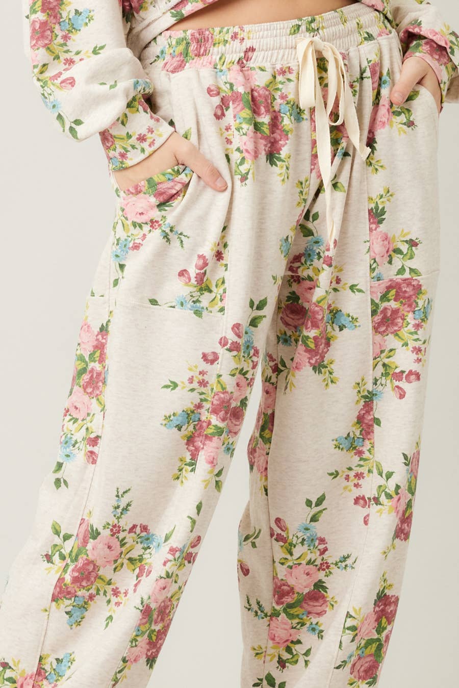 Floral Cotton Terry Joggers