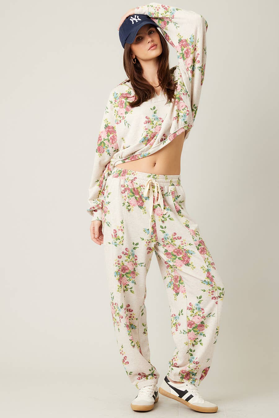 Floral Cotton Terry Joggers