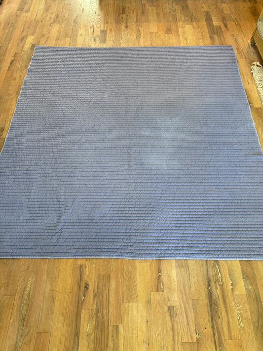 Queen size blue line stitched quilt