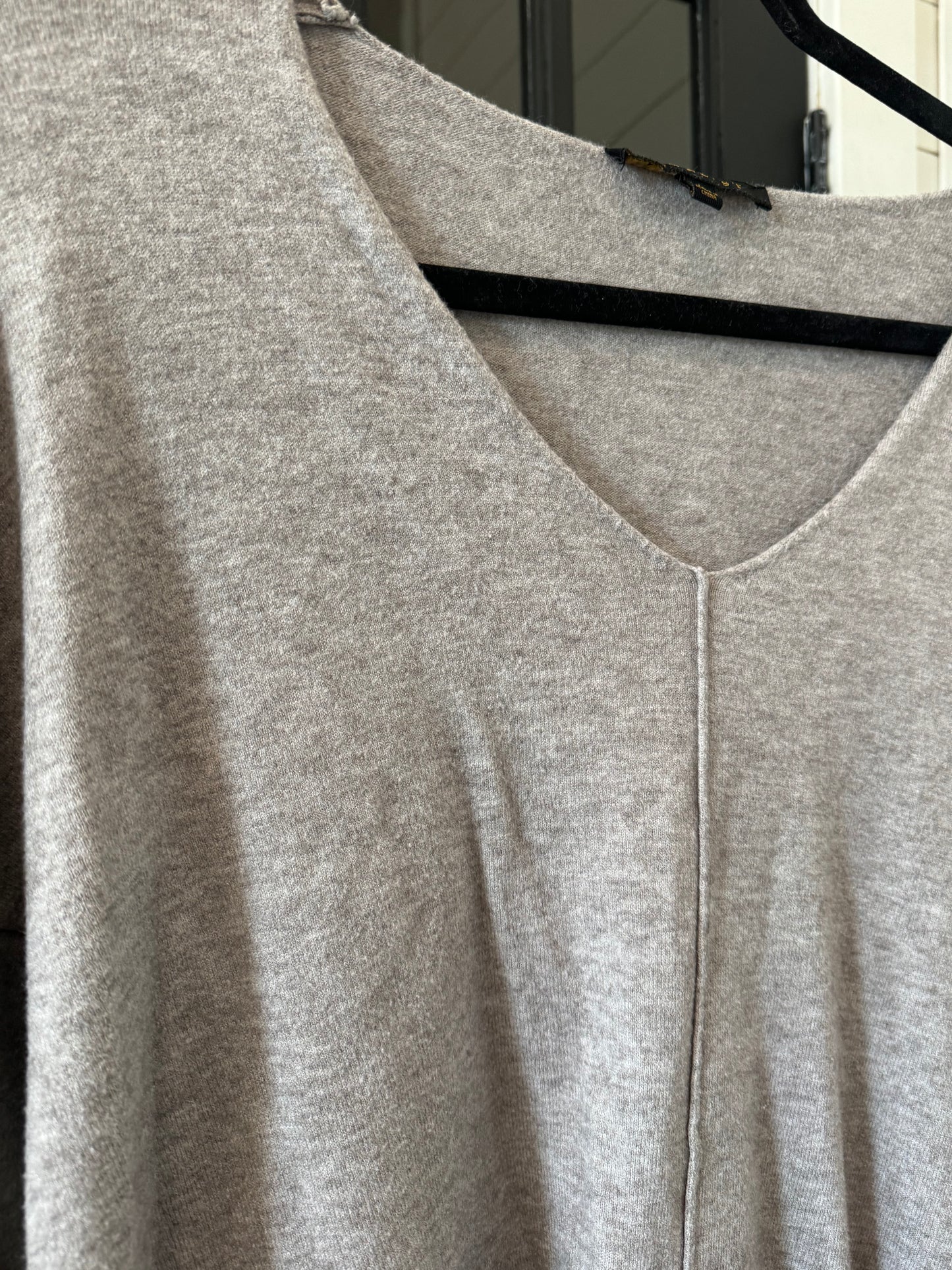 Gray V Neck Downeast Oversized Sweater Large