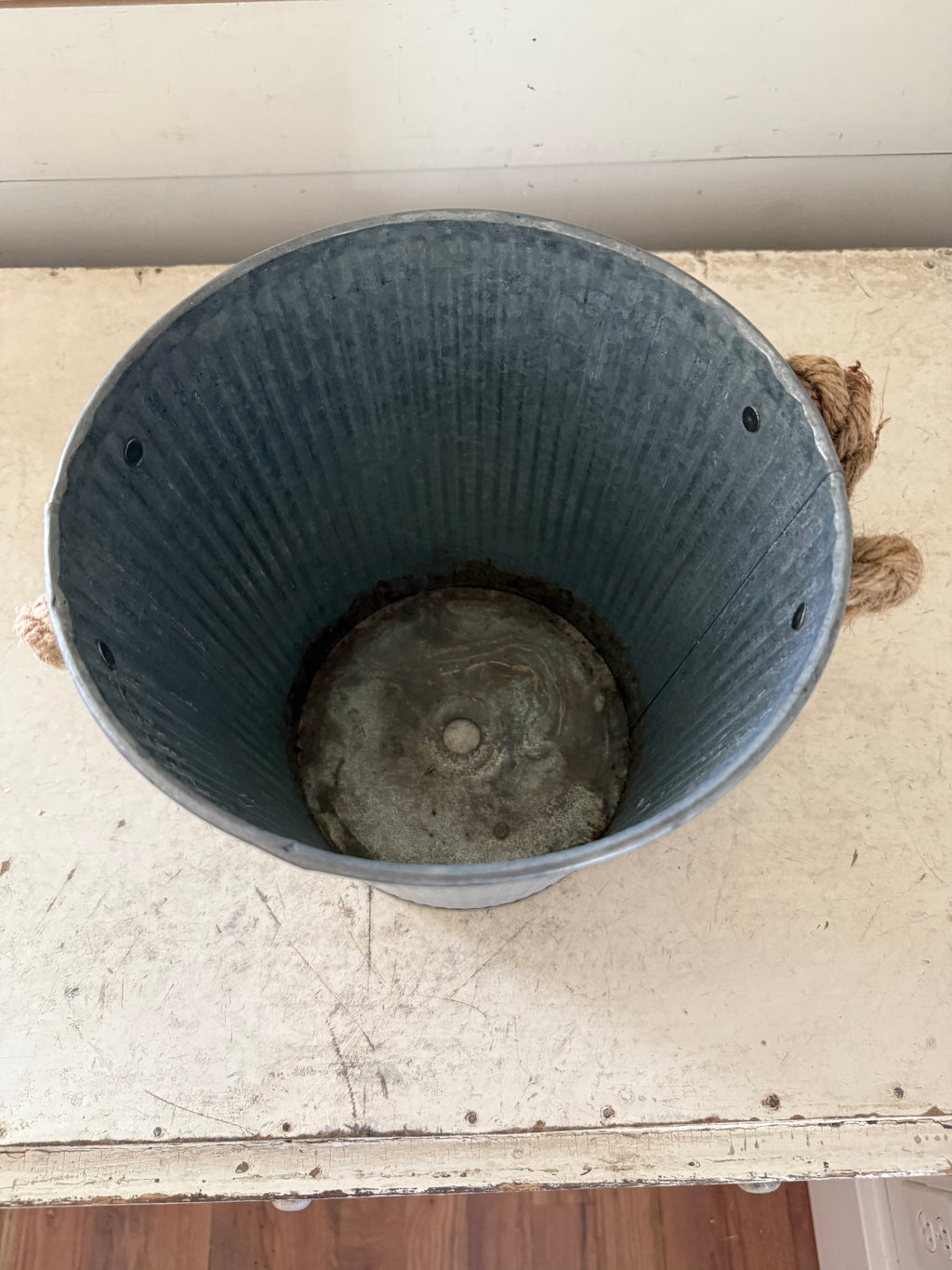 Galvanized, Fluted Planter Bucket