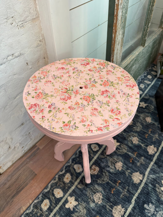 Pink Floral Plant stand hand painted