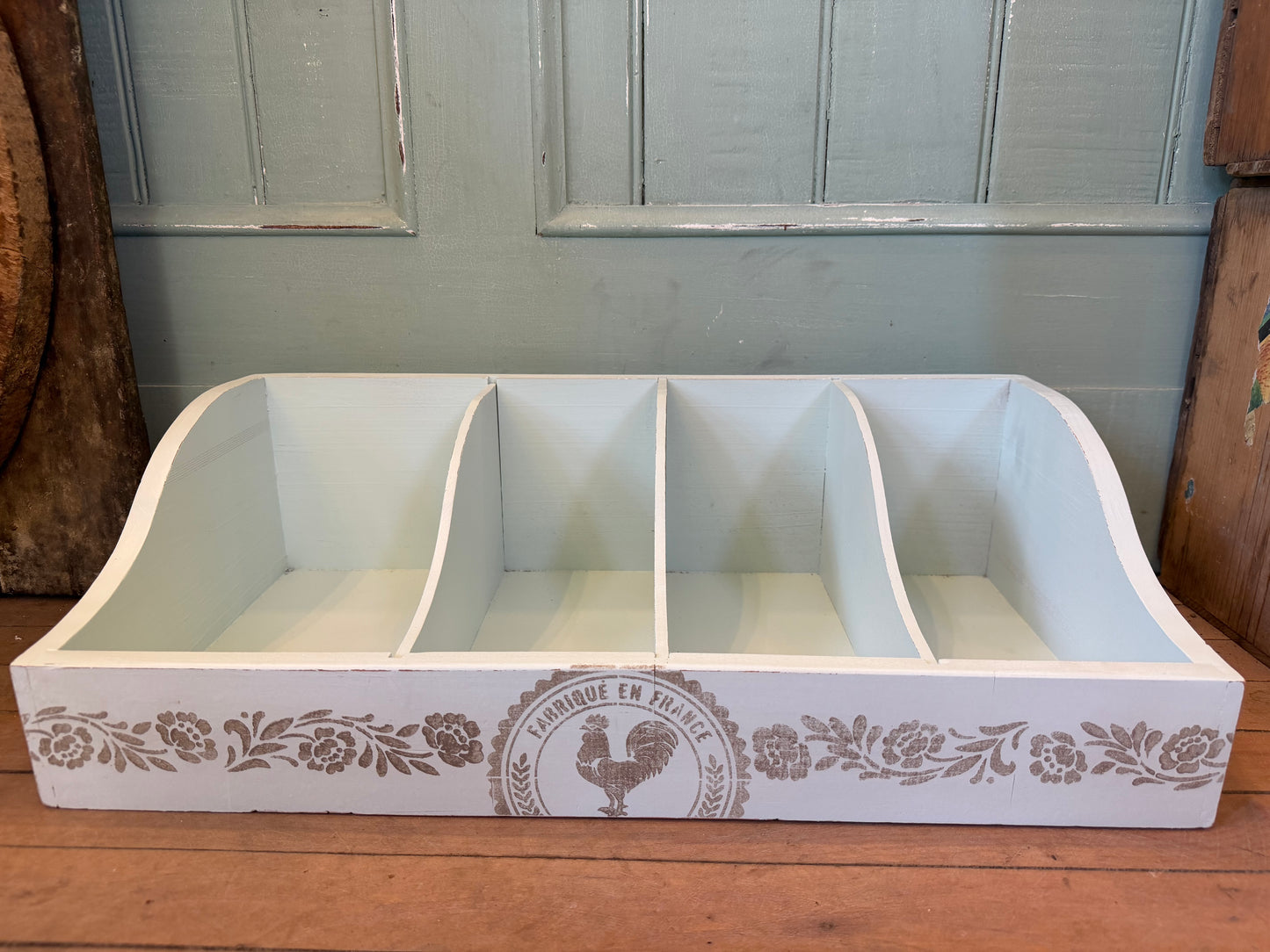 Solid wood, shabby chic desk, organizer, cubbies 22.5x6.5x11.5”