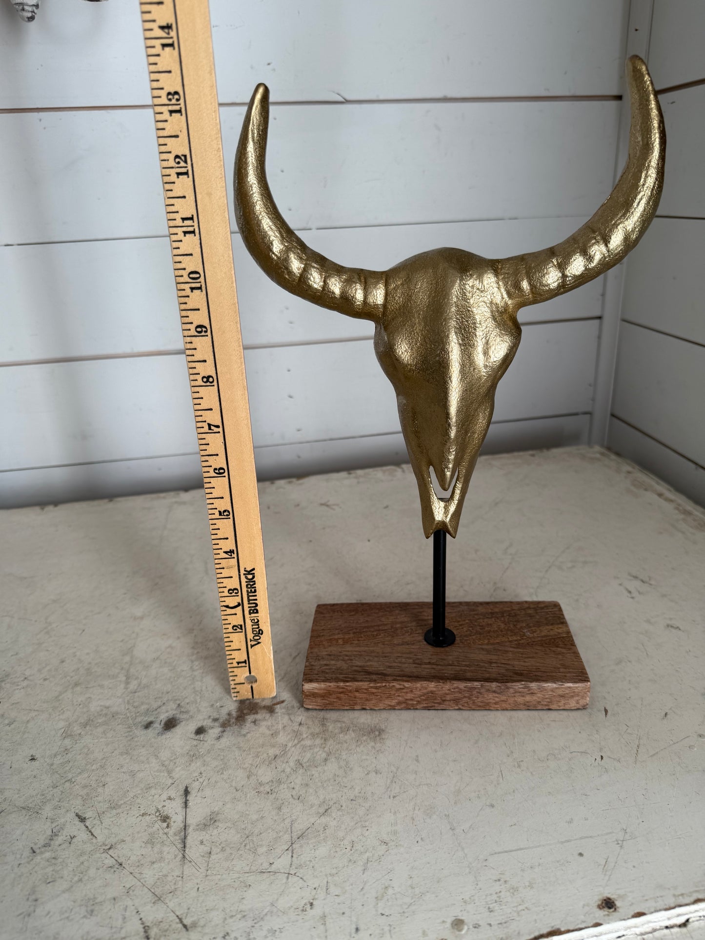 Metallic Gold Cow Skull Sculpture