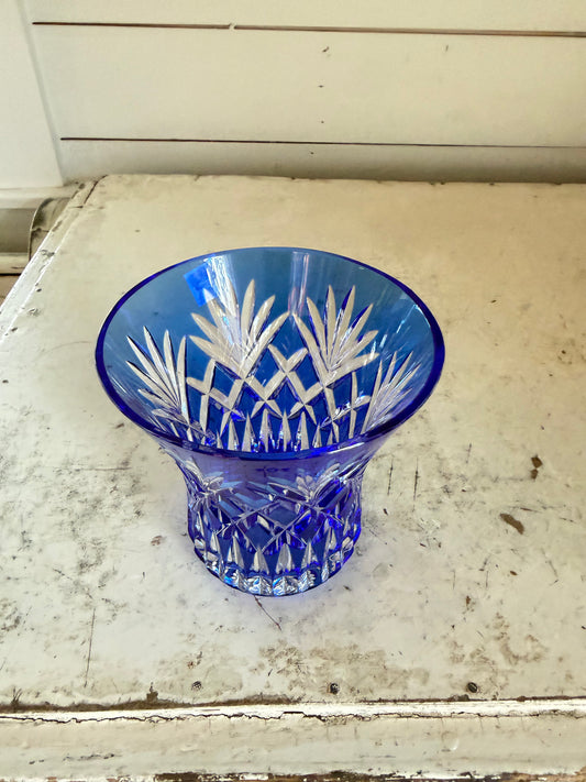 HOYA Crystal Cobalt Cut Glass Vase