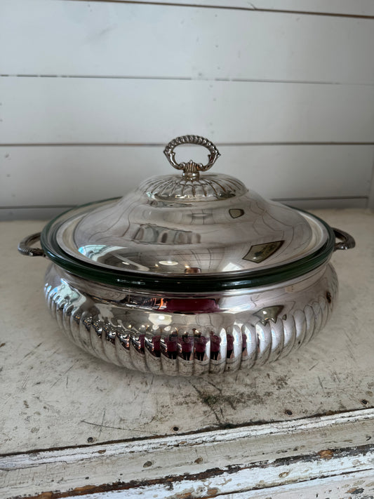 Vintage Silver Sheffield Server with Glass insert