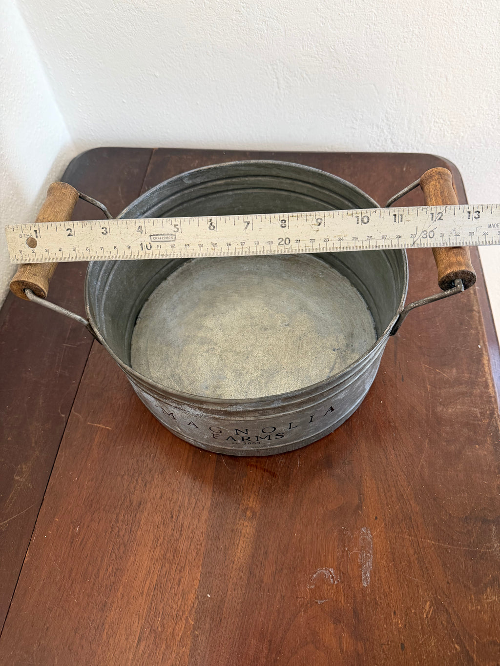 Magnolia Home by Joanna Gaines Galvanized Metal Gathering Pan / Bucket with wooden handles