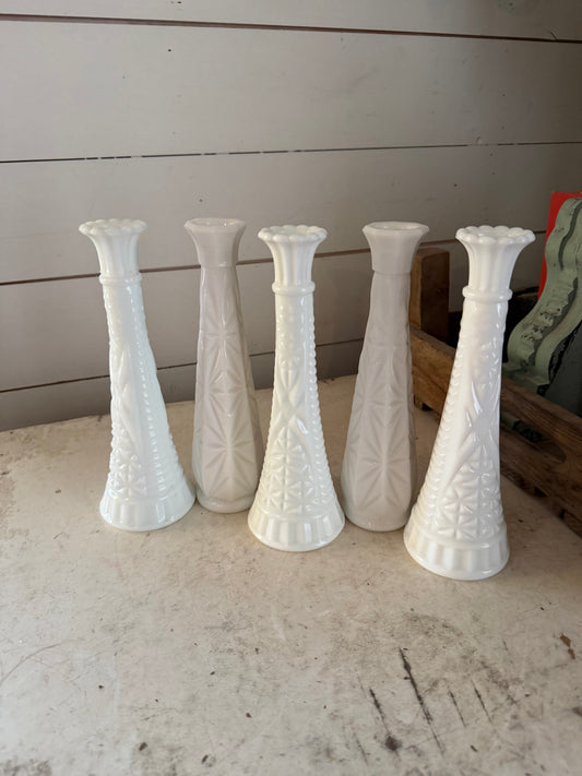 Vintage White Milk Glass Bud Vase