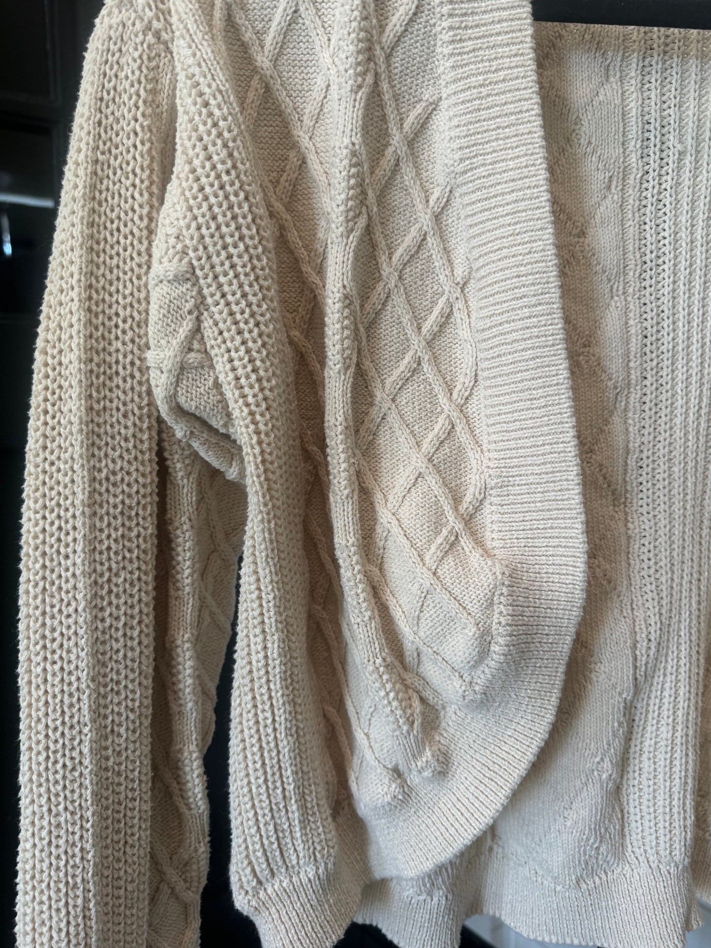 Cream Slouch Cableknit Cardigan Downeast -Medium