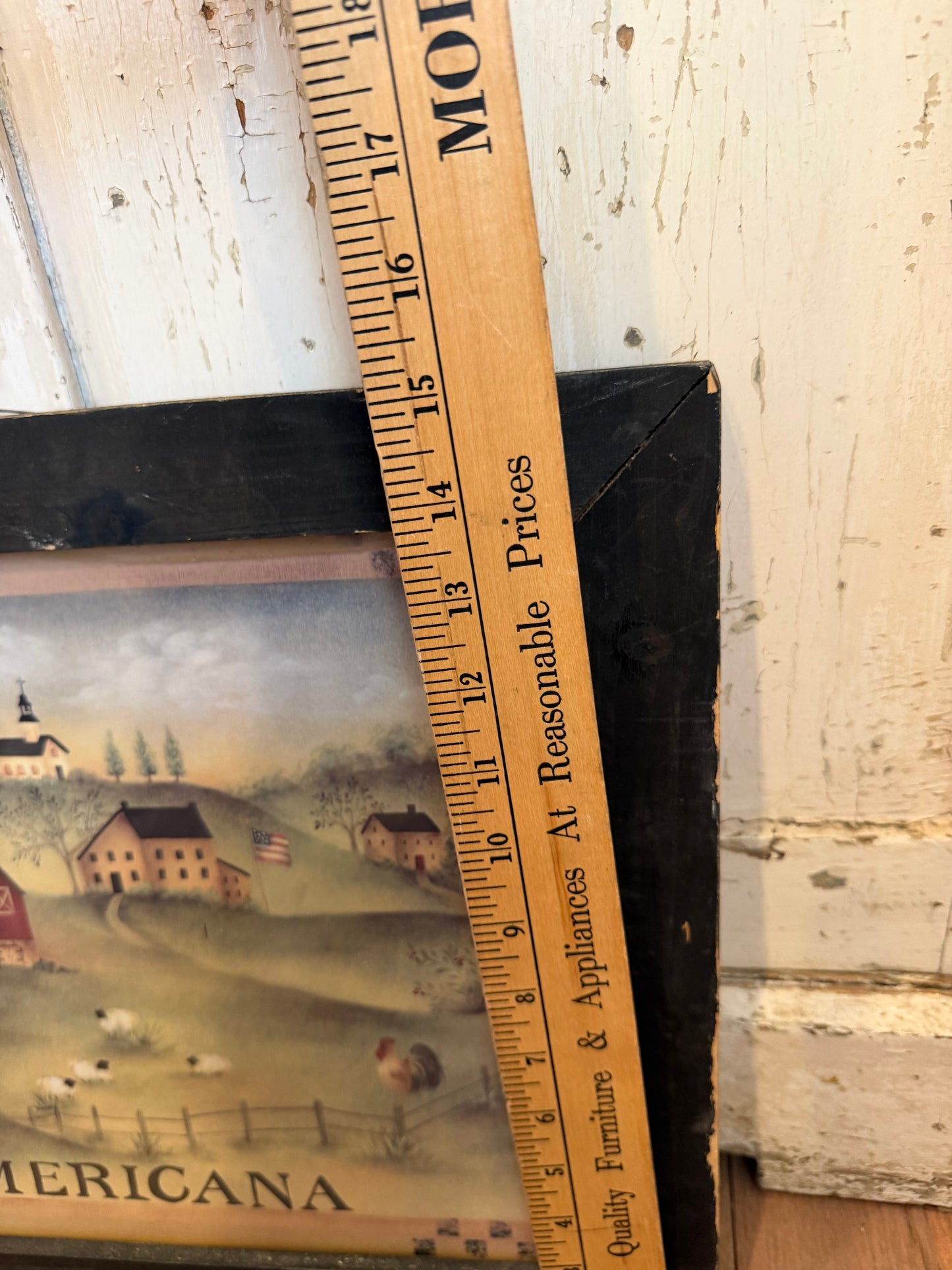 Framed Americana Primative Print will get edges fixed