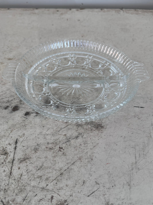 Vintage Divided Glass  Candy Dish