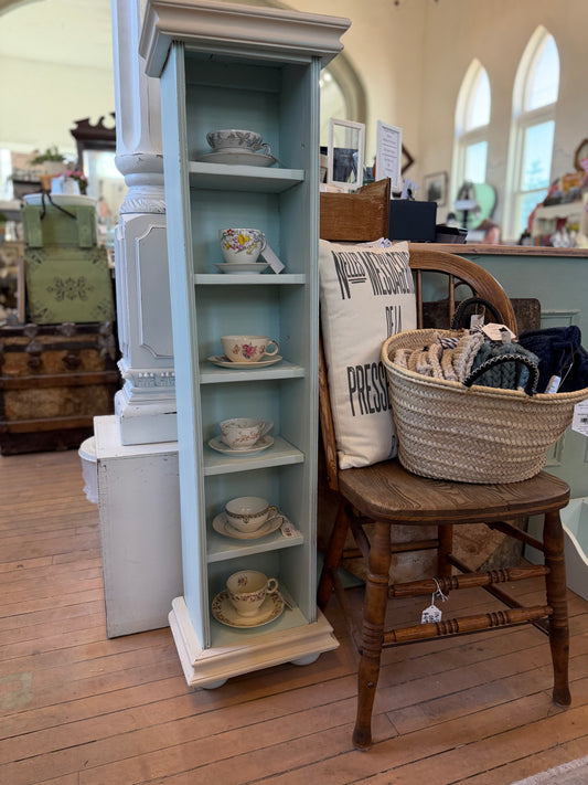 Solid wood, shabby chic skinny cubby shelf 48x12.5x9.5”
