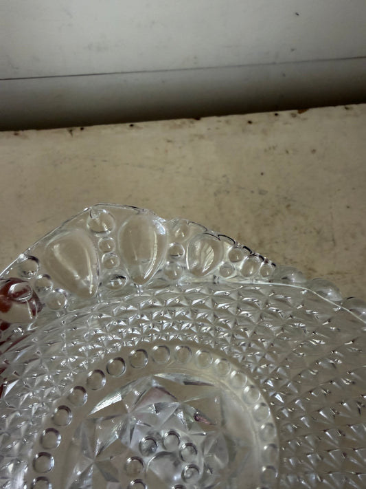 Vintage press glass bowl has small chip as shown
