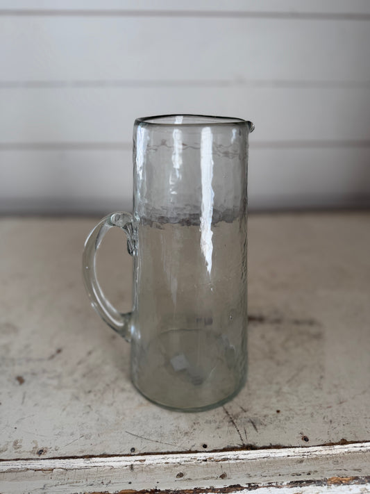 Hand blown glass pitcher