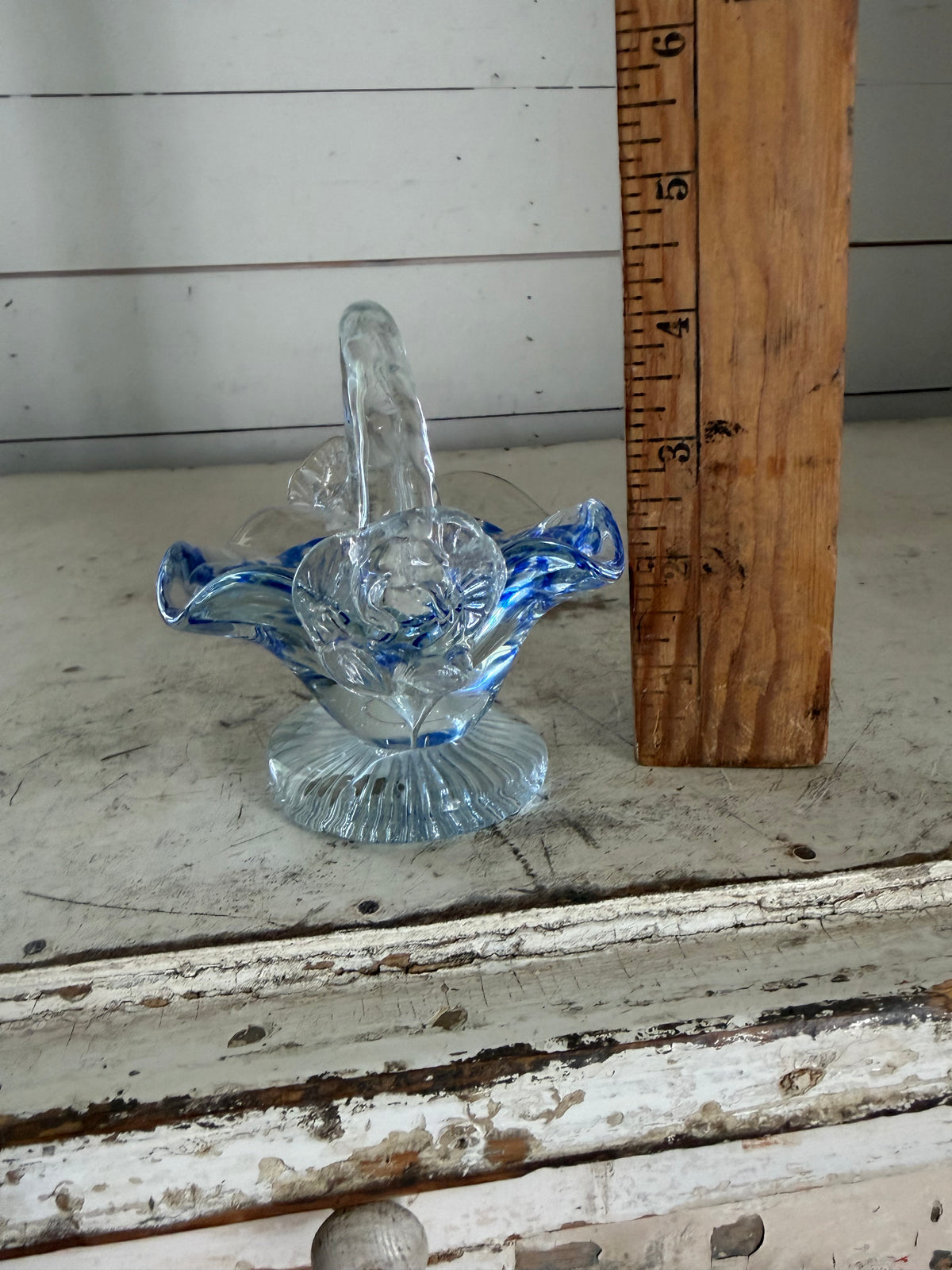 Vintage Murano-style Art Glass Decorative Basket