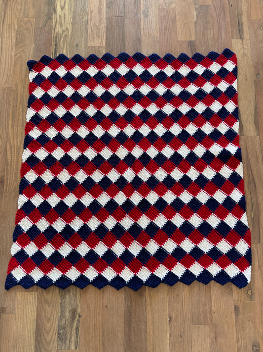 Small Red/white and blue checkered Afghan