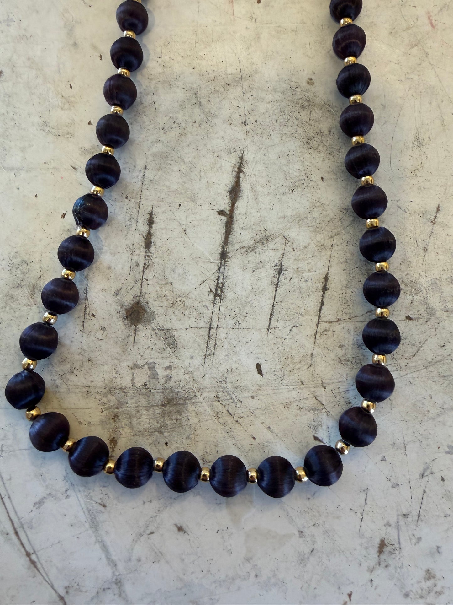 Purple threaded Beaded necklace