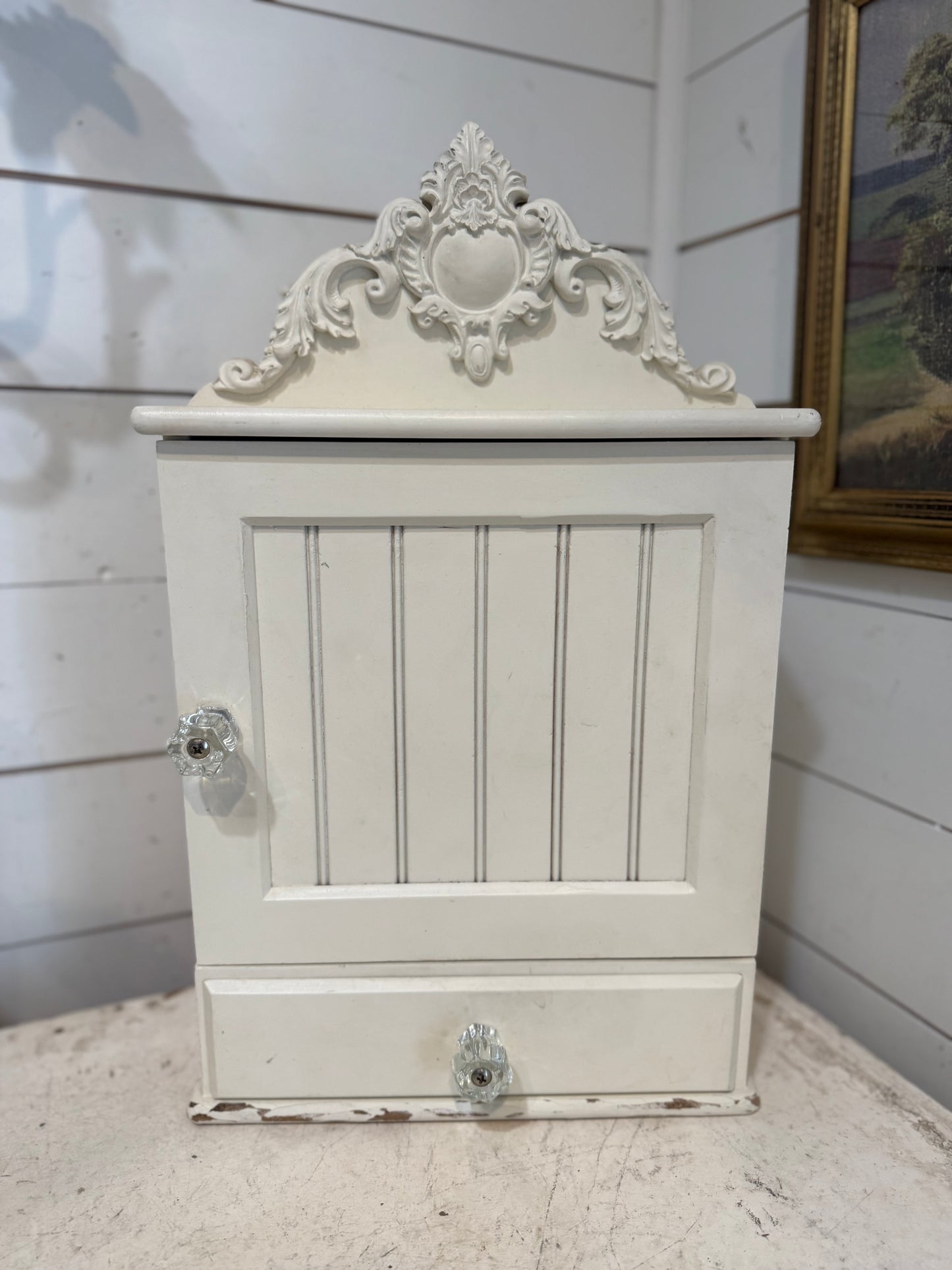 Ornate Wall Cabinet and Drawer will be painted