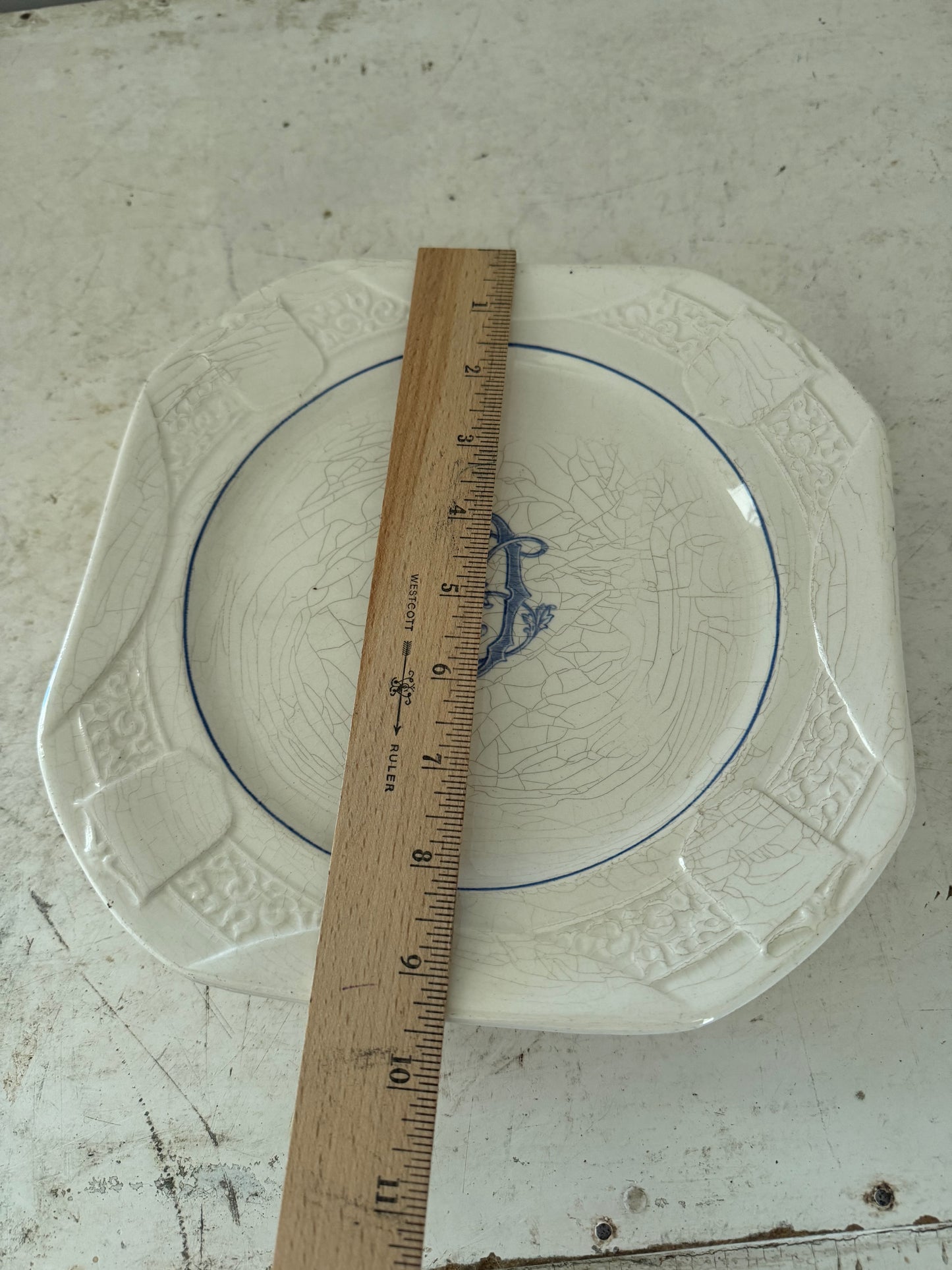 French Longchamp Monogram Ironstone Plate