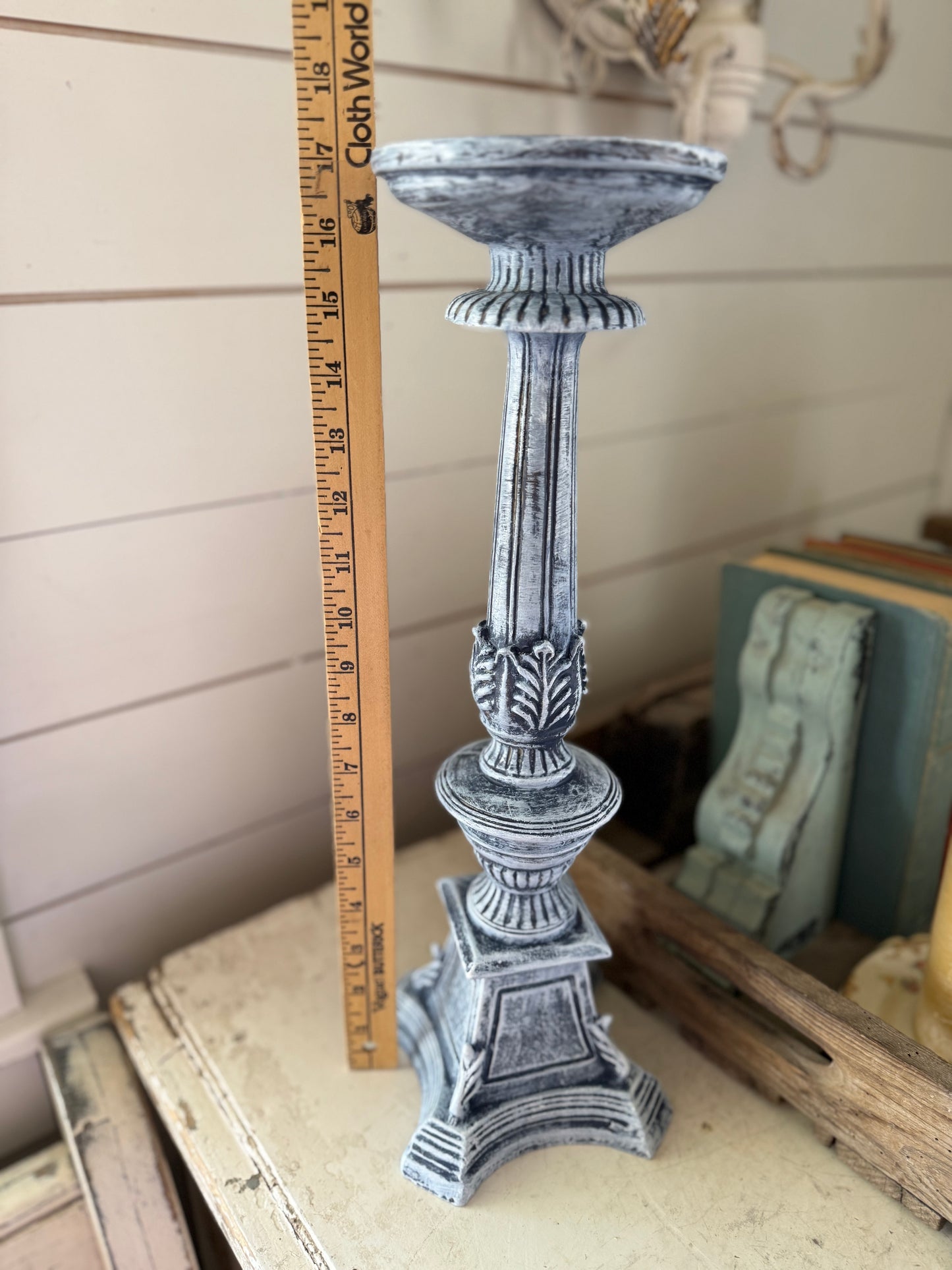 Vintage ornate candlestick hand painted