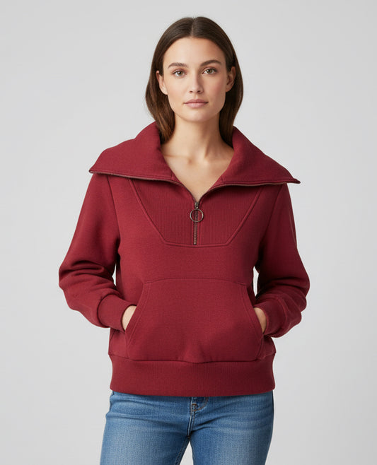 Downeast Rory Quarter Zip Sweatshirt - Burnt Russet Small