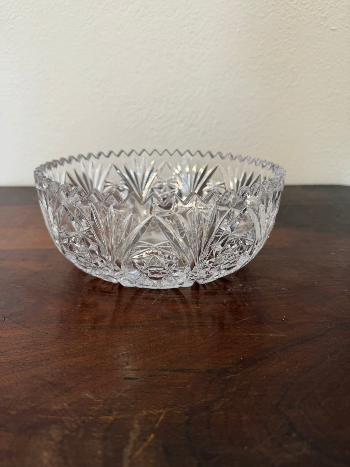 Vintage American Brilliant Period cut crystal glass bowl with Sawtooth Style Rim