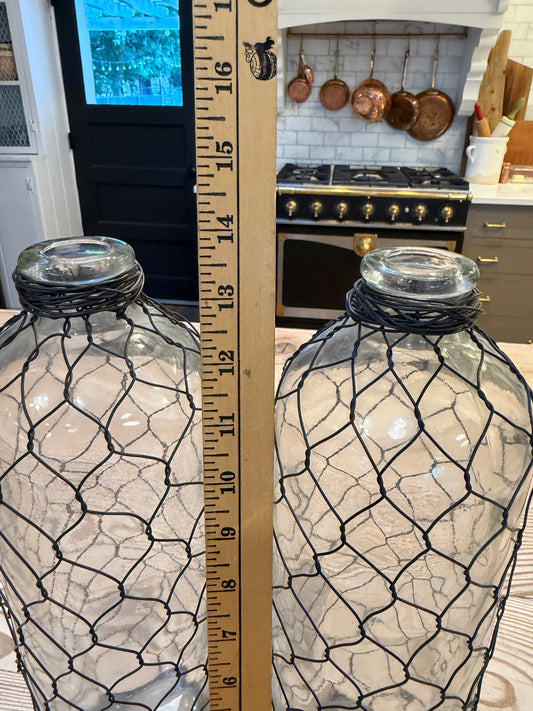 Bottle Farmhouse Style Vase With Chicken Wire Room Decor H 16.5" SOLD INDIVIDUALLY