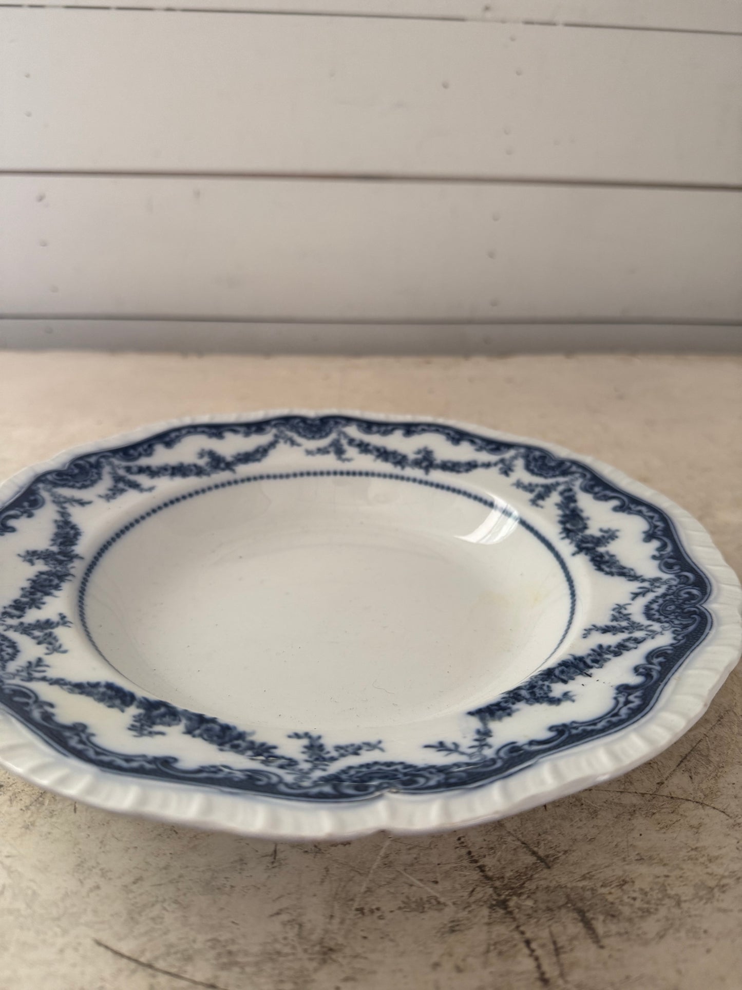 Antique Ironstone flow blue Booth's Cheswick pattern soup bowl as is see pictures