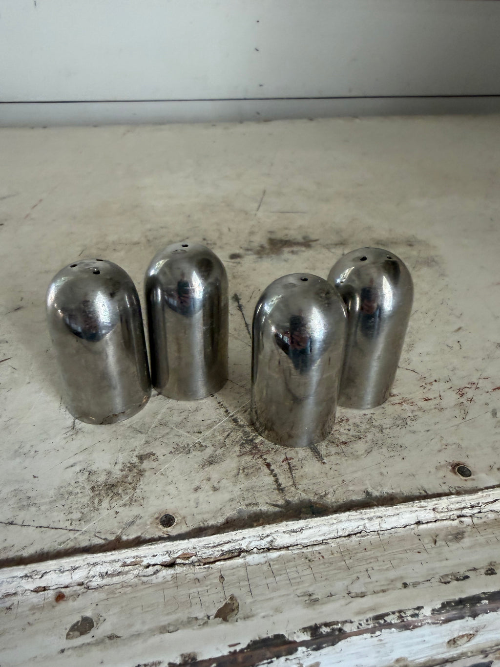 MCM Style Silver Chrome Dome Bullet-shape Salt & Pepper Set - each set sold separately